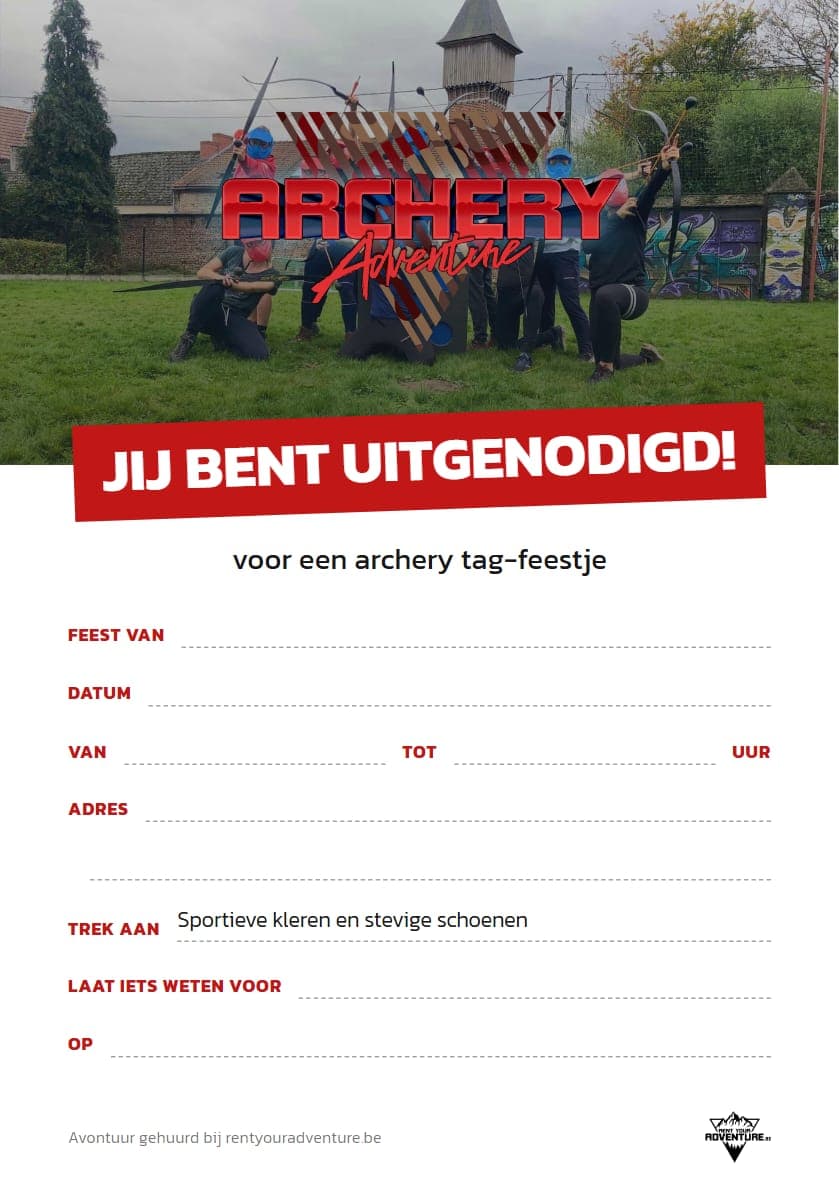 Uitnodiging voor een archery tag-feestje