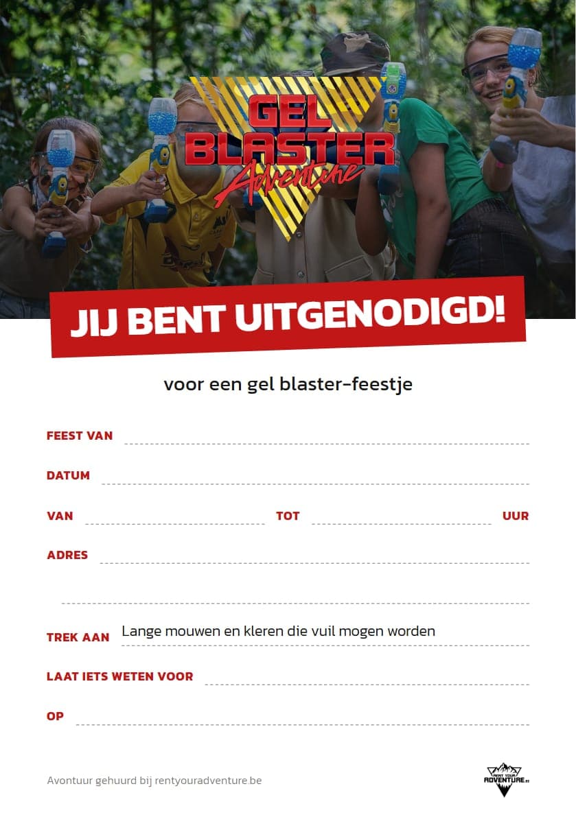 Uitnodiging voor een gel blaster-feestje