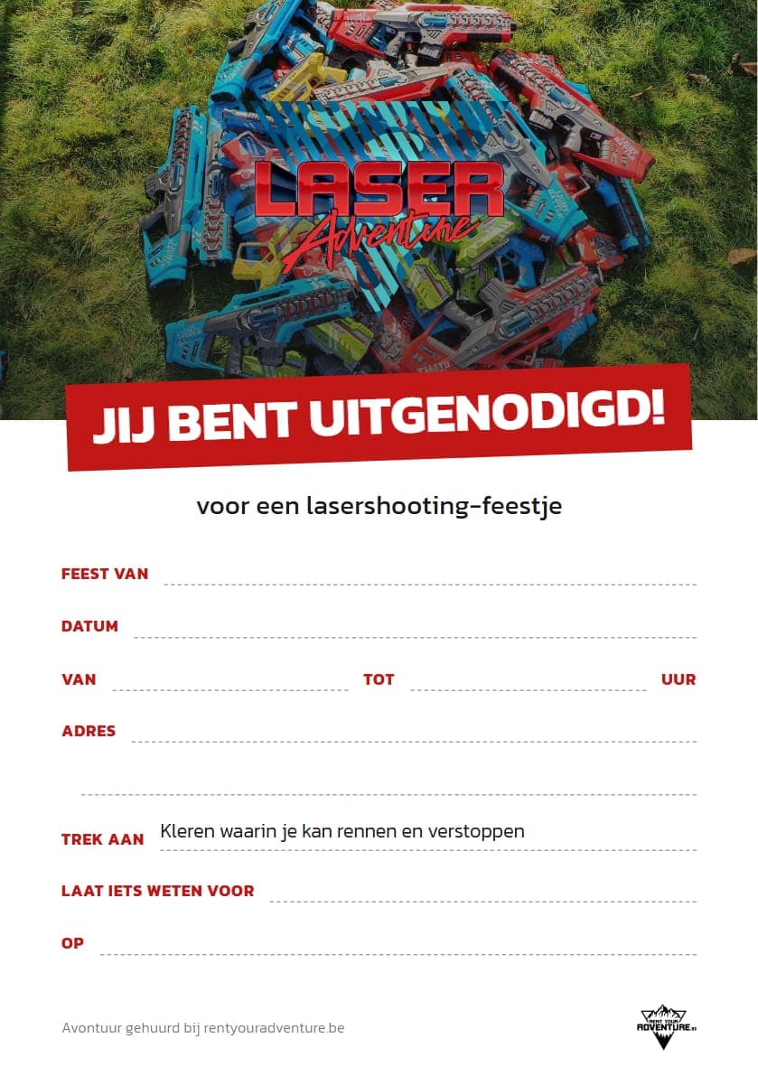 Uitnodiging voor een lasershooting-feestje